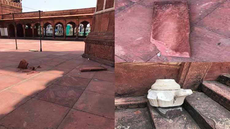 आंधी में जामा मस्जिद दिल्ली को नुकसान, मीनार गिरी