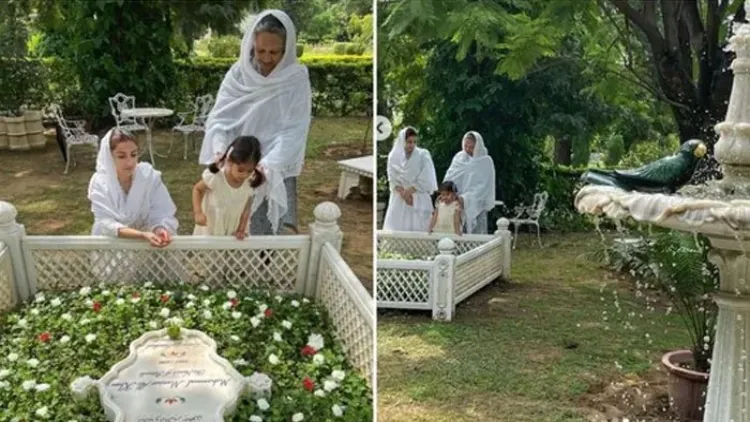 नवाब पटौदी की कब्र पर सोहा अली खान, शर्मिला टैगोर और इनाया केमू