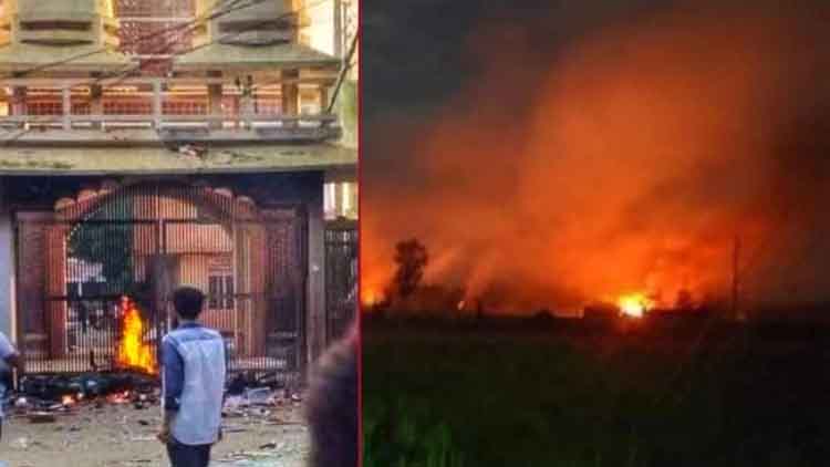 60 से अधिक हिंदू घरों में आग लगा दी गई