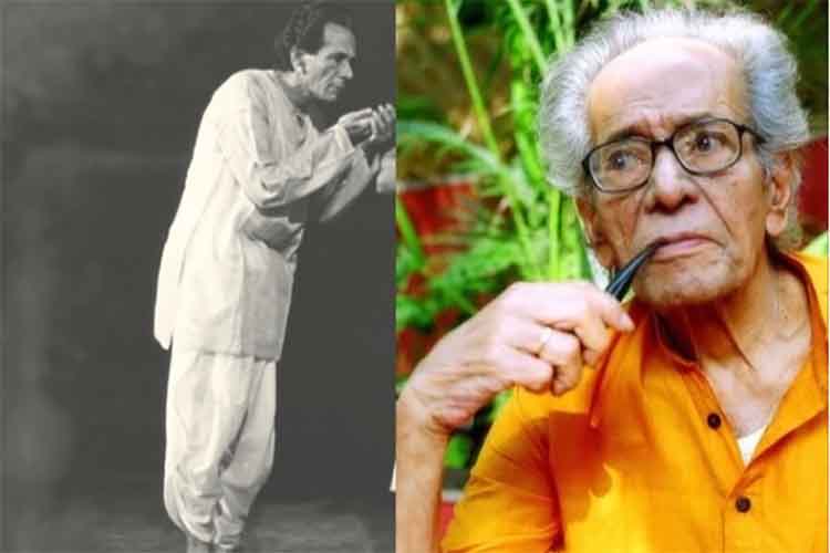 हबीब तनवीर (एल) लंदन लिरिक थिएटर में एक नाटक में, हबीब तनवीर (आर) अपने पाइप के साथ एक स्पष्ट मुद्रा में