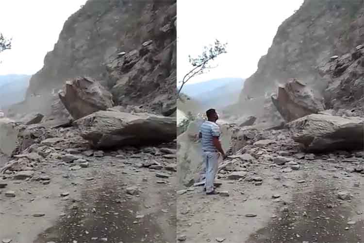 जम्मू-श्रीनगर राष्ट्रीय राजमार्ग पर पहाड़ों से पत्थर गिरे, यातायात बाधित