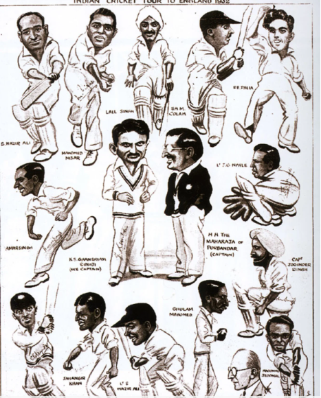 पहली भारतीय टेस्ट टीम पर लंदन में बना कार्टून