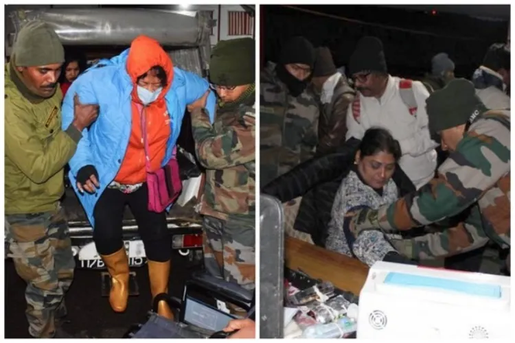 भारतीय सेना ने भारी बर्फबारी के कारण सिक्किम में फंसे 1000 से अधिक पर्यटकों को बचाया