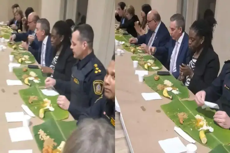 केले के पत्ते पर हाथों से खाने वाले विदेशीयों का वीडियो वायरल, लोग बोले मोदी है तो मुमकिन है 