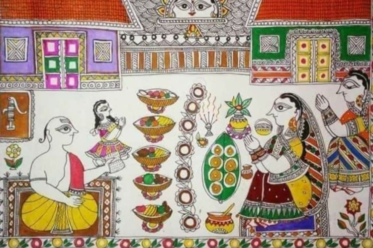 चौरचन से जुड़ी मिथिला पेंटिंग