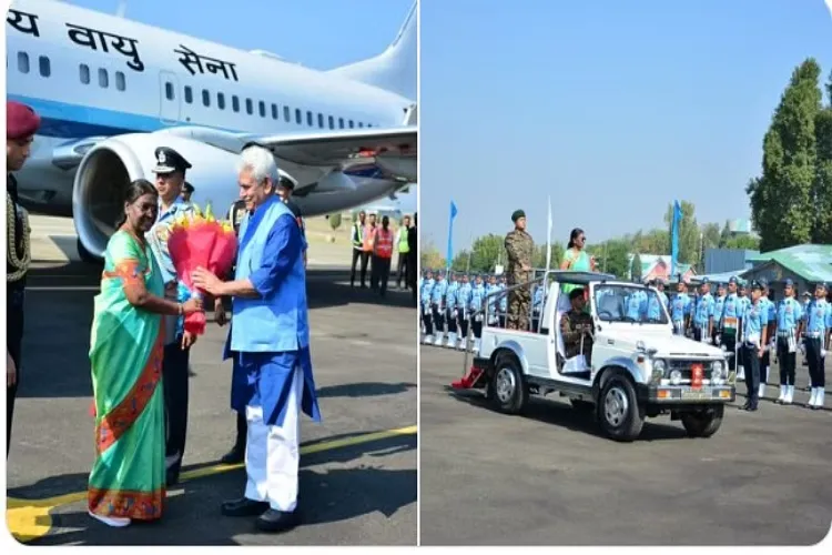 President Draupadi Murmu reached Srinagar on two-day visit to Jammu and Kashmir, welcomed by LG Sinha