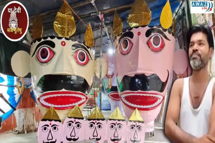Muslim artisans are preparing 70 feet high Ravana in Patna.