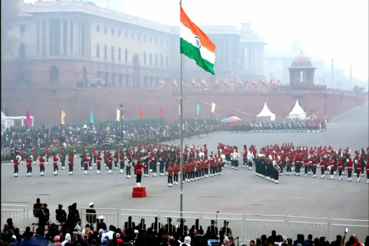 Vijay Chowk reverberates to Indian tunes during Beating Retreat 2024