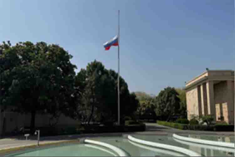  Russian Embassy lowered national flag at half mast