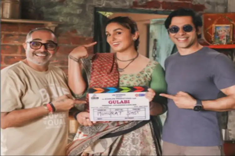 Actress Huma Qureshi is busy shooting for her upcoming film 'Gulaabi'