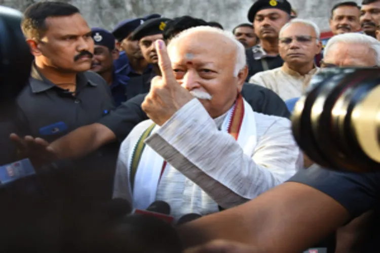 RSS chief Mohan Bhagwat casts vote in Nagpur, appeals to cast vote
