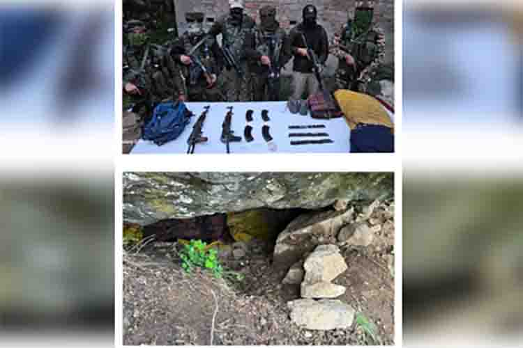 Weapons recovered from terrorist hideout in Bandipora, Jammu and Kashmir
