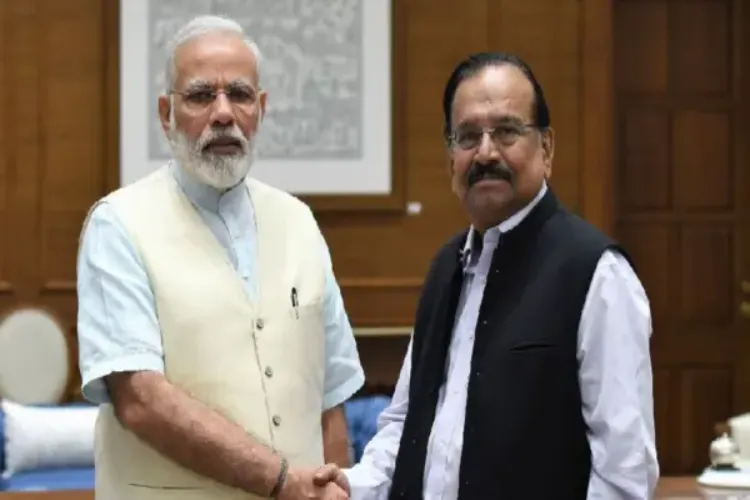 A file image of Moosa Raza with Prime Minister Narendra Modi