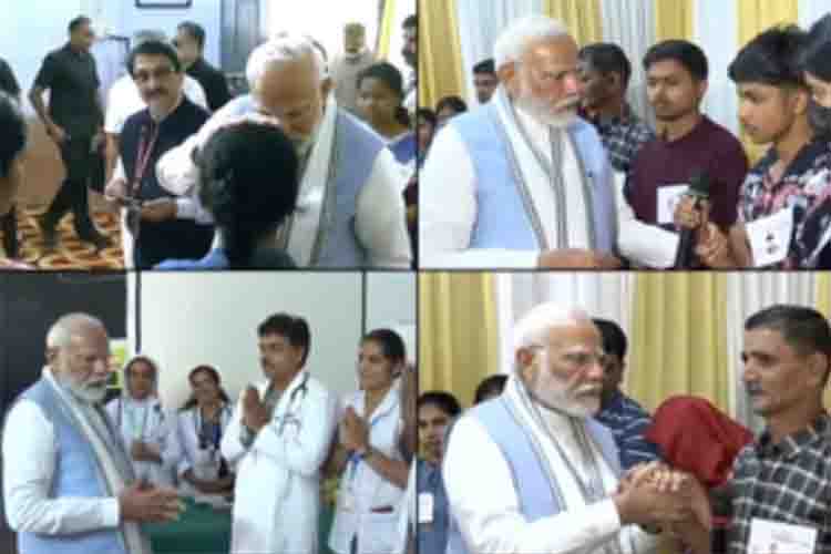 Narendra Modi with victims