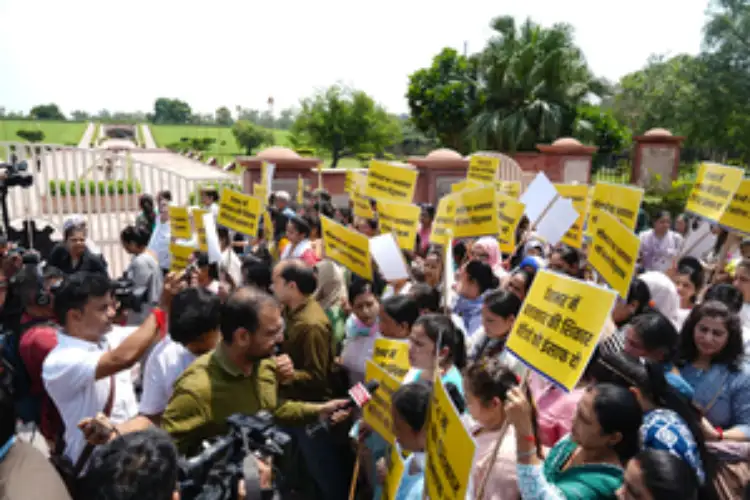 AAP's women wing protests at Rajghat against crime against women