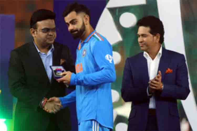  Jay Shah, Virat Kohli and Sachin Tendulkar Former