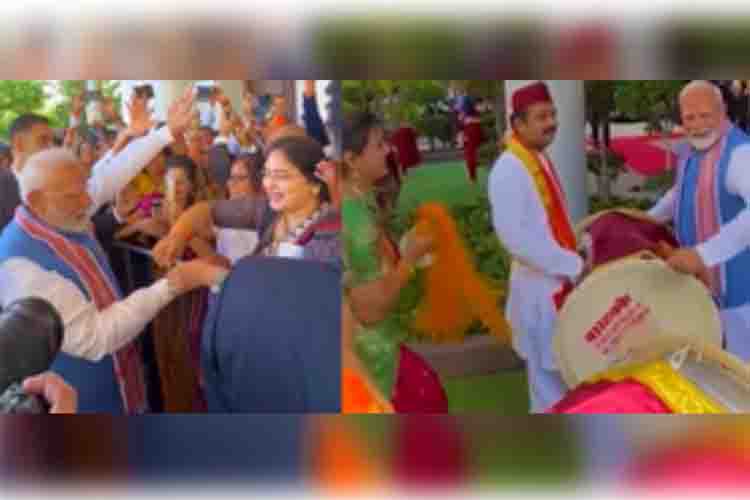 PM Modi's different style seen in Singapore, played dhol, also got rakhi tied