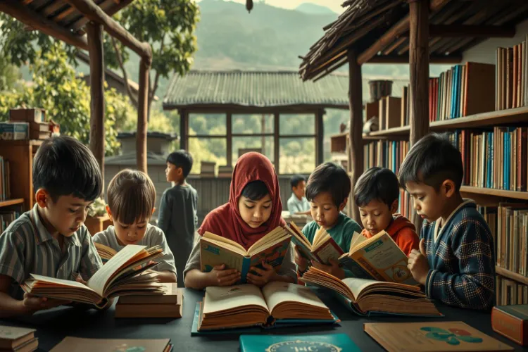 Why is the library no longer visible in the village?
