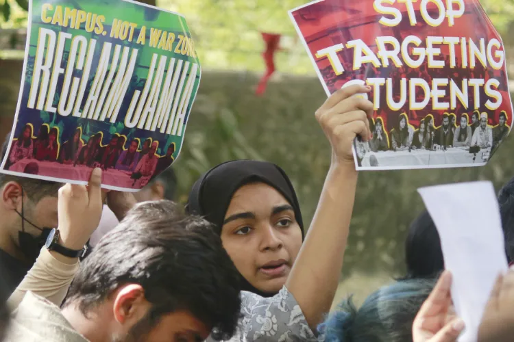 Jamia students protest at Jantar Mantar against suspension of 17 students