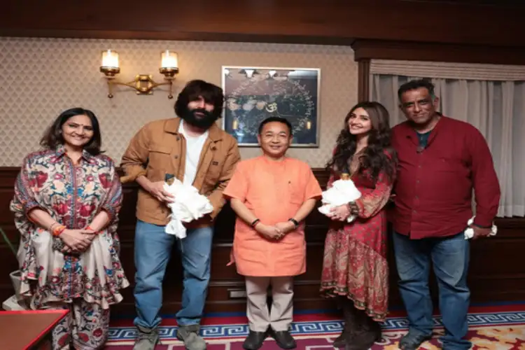 Sikkim CM holds meeting with Bollywood film-maker Anurag Basu, actors Kartik and Sreeleela
