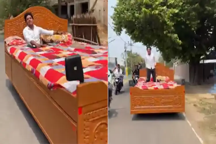 Nawab Sheikh made a bed car, drove while lying down, video goes viral