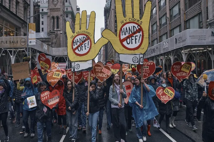 Thousands of people protest across America against Trump's policies