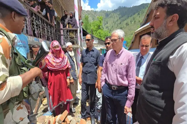 J-K: Omar Abdullah visits Uri, interacts with locals affected due to shelling by Pakistan