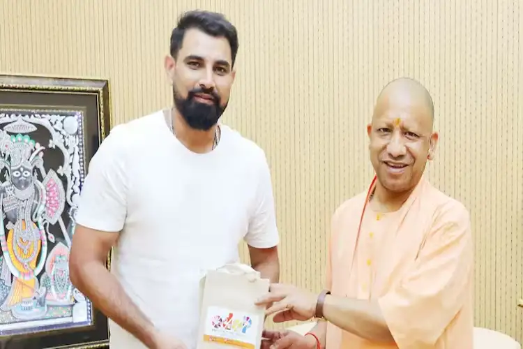 Lucknow: Cricketer Mohammed Shami met UP CM Yogi Adityanath at the latter's residence