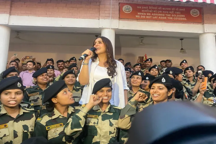 Huma Qureshi meets BSF women wing, jawans at India-Pakistan border
