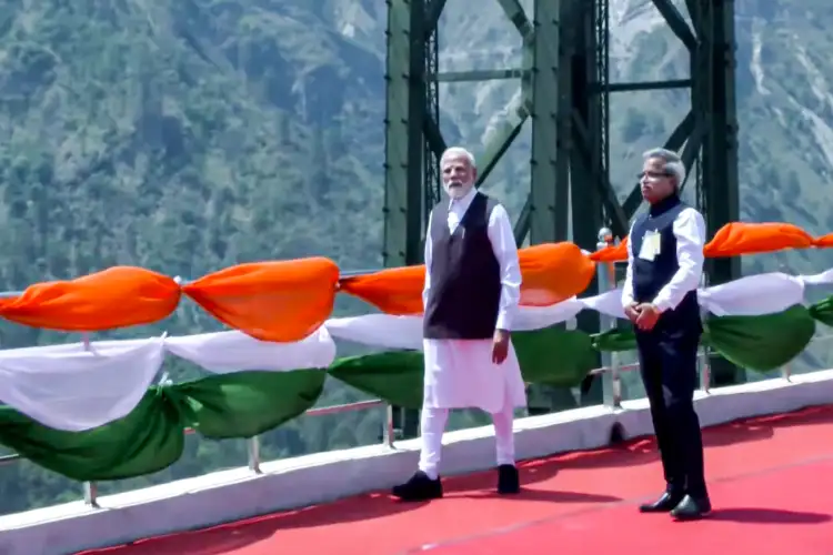 J-K: PM Modi inspects world's highest Railway Bridge over the Chenab in Reasi