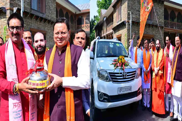 Uttarakhand CM Dhami flags off Kalash Yatra for Surya idol Jalabhishek in Kushinagar