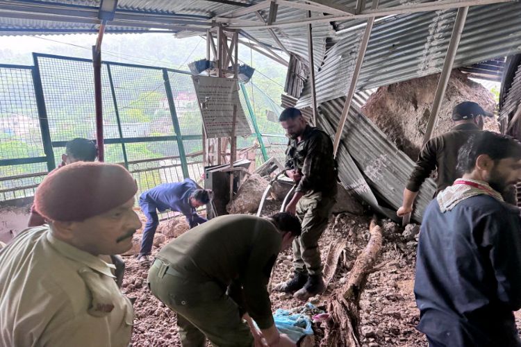 Landslide on Vaishno Devi road in Reasi, Jammu and Kashmir