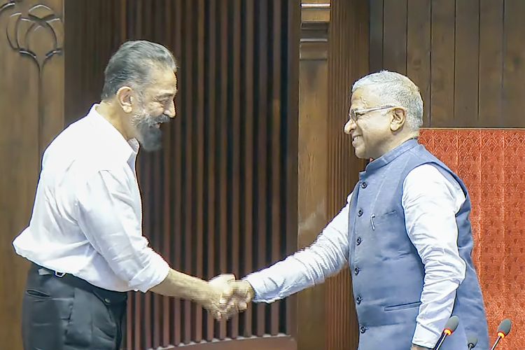 Kamal Haasan and three other MPs took oath as Rajya Sabha members