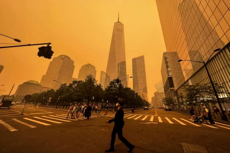 New York engulfed in smoke from Canadian forest fires; air quality warning issued