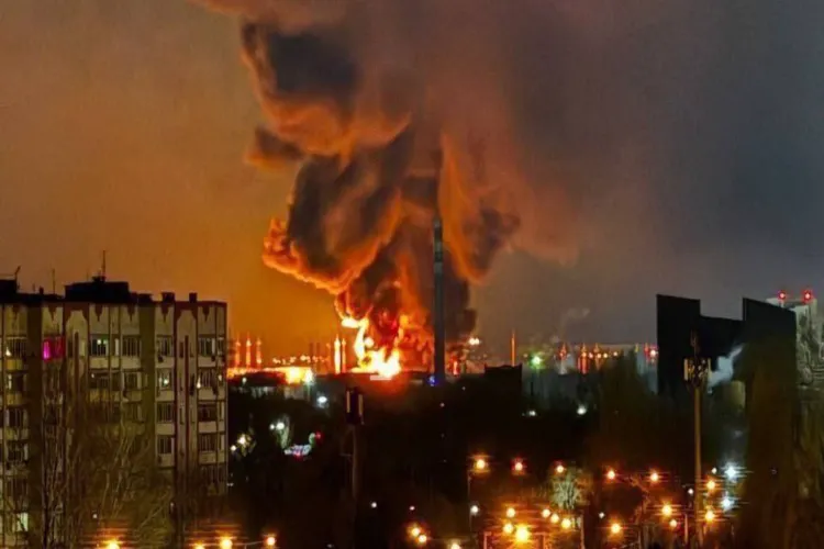 Ukrainian drone attack causes huge fire at Russian oil depot near Sochi