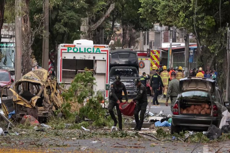 Car bomb and helicopter attack in Colombia kills 13, including several policemen
