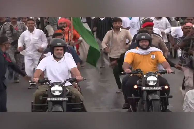 Rahul Gandhi, Tejashwi Yadav ride motorcycles in Bihar's Purnea as 'Voter Adhikar Yatra' enters Day-8