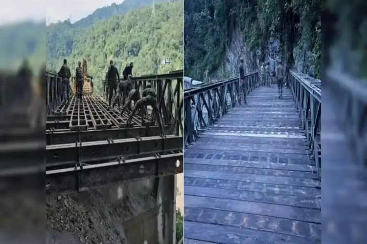 J-K: Indian Army constructs Bailey bridge after collapse of Tawi bridge in Jammu