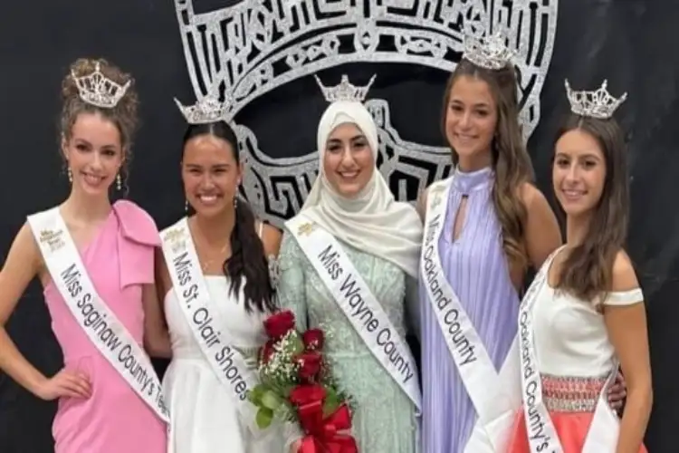 Amira Hashvi made history by becoming the first woman to wear a hijab as Miss Wayne County