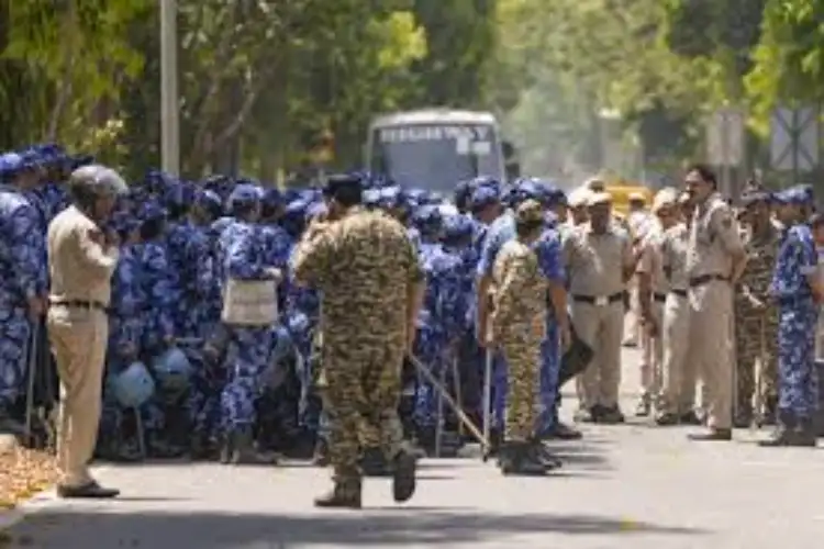 Delhi Police deploy heavy security in Usmanpur after communal tension over flag desecration