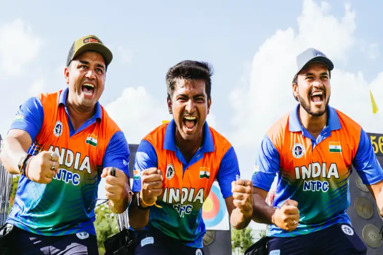 After historic team gold, three Indian men enter compound quarter-finals