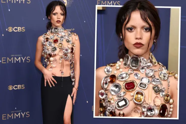 Jenna Ortega wears jewel-encrusted top to 2025 Emmy Awards, becomes red carpet sensation