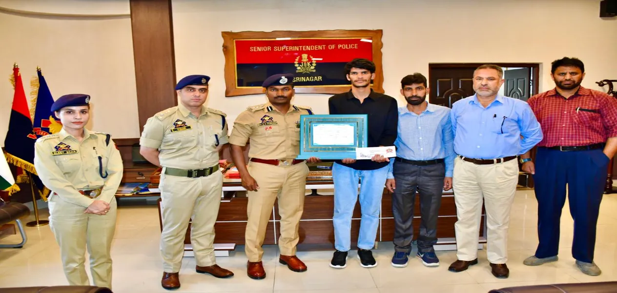 Jammu and Kashmir Police felicitated the son of an SPO for his success in the NEET exam.