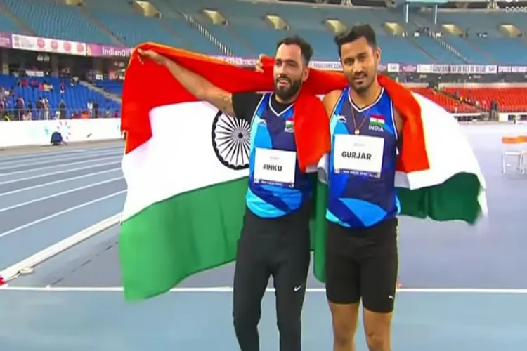 Huda defeats world record holder Gurjar to win gold in the F46 javelin throw; India's medal tally rises to five.