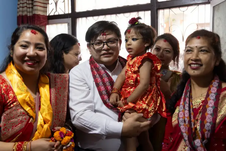 Two-year-old Aryatara Shakya from Kathmandu becomes the new Kumari of Nepal
