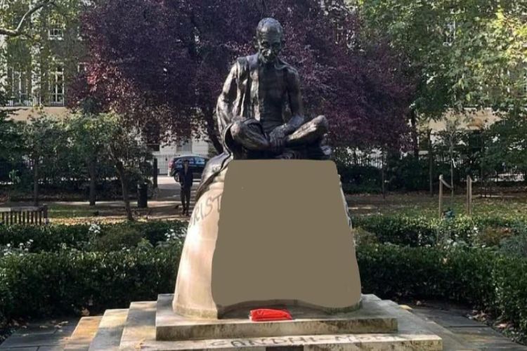 Defaced statue of Mahatma Gandhi in London restored, floral tributes offered