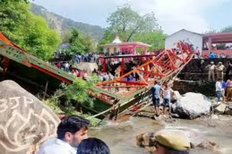 J-K: Locals carry auto rickshaw on shoulders after key bridge washed away in Udhampur's village