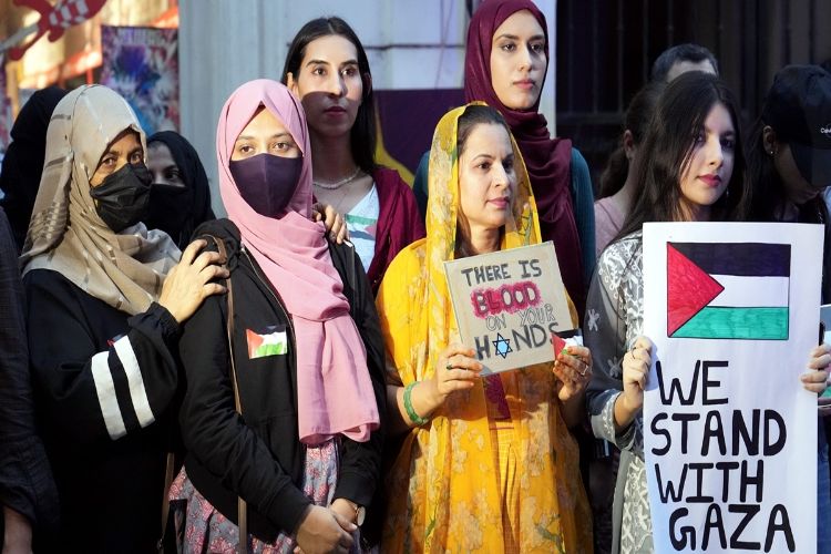 Left parties hold demonstration in Delhi to express solidarity with Palestine