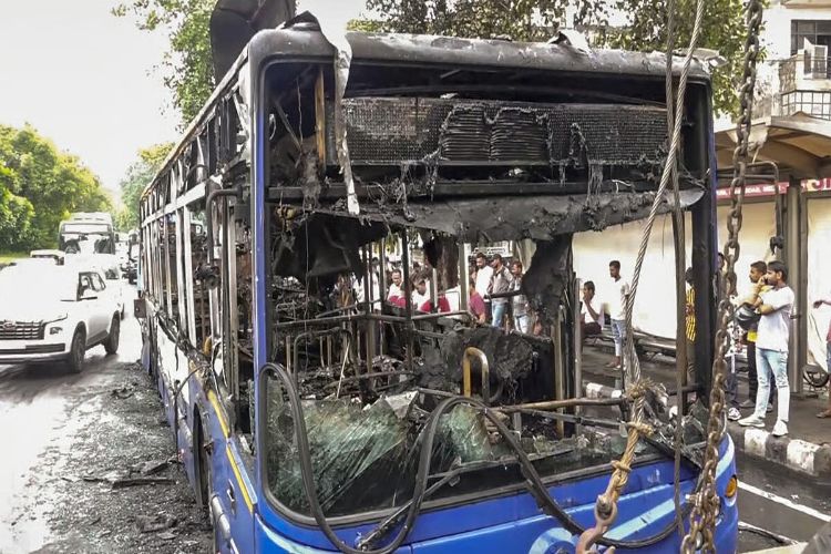 DTC bus catches fire in Delhi, all passengers safe