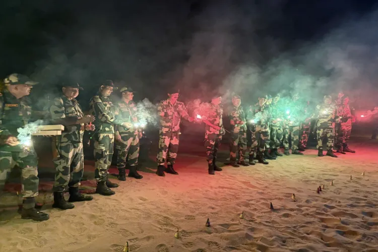 BSF celebrates Diwali by lighting lamps at Indo-Pak border in Jaisalmer